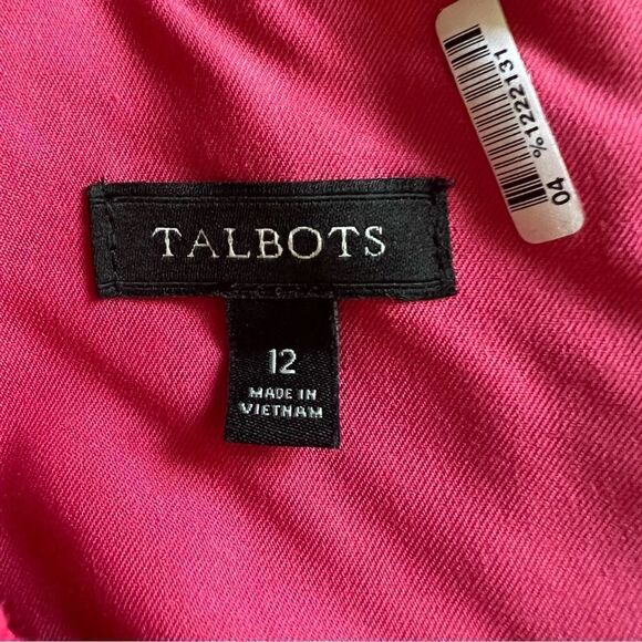 Talbots Floral Hot Pink Lacey Midi Dress Short Sleeve 12 - Picture 6 of 7